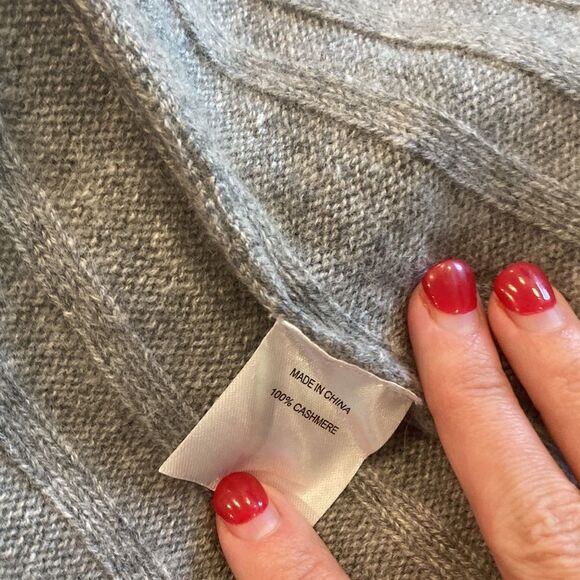 Quince 100% Cashmere Grey Ribbed Midi Skirt Size Small - Picture 8 of 9